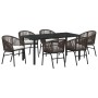 Conjunto de Comedor de Jardín 7 pcs Marrón Poliratán