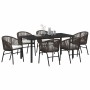 Conjunto de Comedor de Jardín 7 pcs Marrón Poliratán