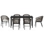 Conjunto de Comedor de Jardín 7 pcs Marrón Poliratán