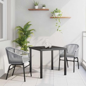 Conjunto de Comedor de Jardín 3 pcs Gris Poliratán