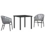 Conjunto de Comedor de Jardín 3 pcs Gris Poliratán