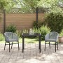 Conjunto de Comedor de Jardín 3 pcs Gris Poliratán