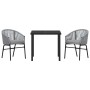 Conjunto de Comedor de Jardín 3 pcs Gris Poliratán