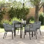 Conjunto de Comedor de Jardín 5 pcs Gris Poliratán