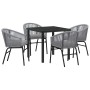 Conjunto de Comedor de Jardín 5 pcs Gris Poliratán