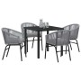 Conjunto de Comedor de Jardín 5 pcs Gris Poliratán