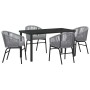 Conjunto de Comedor de Jardín 5 pcs Gris Poliratán