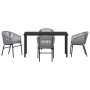 Conjunto de Comedor de Jardín 5 pcs Gris Poliratán