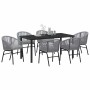 Conjunto de Comedor de Jardín 7 pcs Gris Poliratán