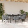 Conjunto de Comedor de Jardín 7 pcs Gris Poliratán