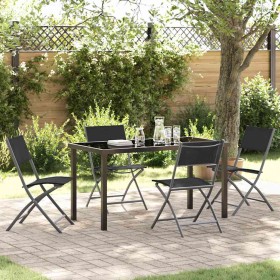 Conjunto de Comedor de Jardín 5 pcs Negro Textileno y acero
