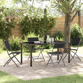 Conjunto de Comedor de Jardín 5 pcs Negro Textileno y acero