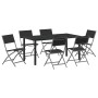 Conjunto de Comedor de Jardín 7 pcs Negro Textileno y acero
