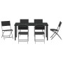 Conjunto de Comedor de Jardín 7 pcs Negro Textileno y acero