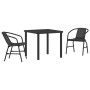 Conjunto de Comedor de Jardín 3 pcs Negro Poliratán