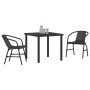 Conjunto de Comedor de Jardín 3 pcs Negro Poliratán