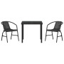 Conjunto de Comedor de Jardín 3 pcs Negro Poliratán