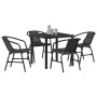 Conjunto de Comedor de Jardín 5 pcs Negro Poliratán