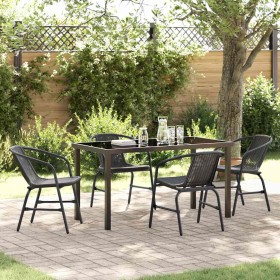 Conjunto de Comedor de Jardín 5 pcs Negro Poliratán