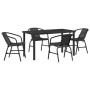 Conjunto de Comedor de Jardín 5 pcs Negro Poliratán