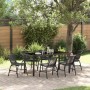 Conjunto de Comedor de Jardín 7 pcs Negro Poliratán