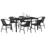 Conjunto de Comedor de Jardín 7 pcs Negro Poliratán