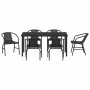 Conjunto de Comedor de Jardín 7 pcs Negro Poliratán