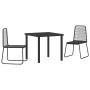 Conjunto de Comedor de Jardín 3 pcs Negro Poliratán