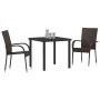 Conjunto de Comedor de Jardín 3 pcs Marrón Poliratán