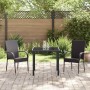 Conjunto de Comedor de Jardín 3 pcs Marrón Poliratán