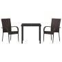 Conjunto de Comedor de Jardín 3 pcs Marrón Poliratán