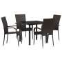 Conjunto de Comedor de Jardín 5 pcs Marrón Poliratán