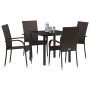 Conjunto de Comedor de Jardín 5 pcs Marrón Poliratán