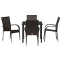Conjunto de Comedor de Jardín 5 pcs Marrón Poliratán