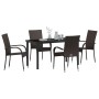 Conjunto de Comedor de Jardín 5 pcs Marrón Poliratán