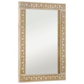 Espejo de baño madera maciza de acacia y vidrio 50x70x2,5 cm