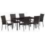 Conjunto de Comedor de Jardín 7 pcs Marrón Poliratán