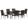 Conjunto de Comedor de Jardín 7 pcs Marrón Poliratán