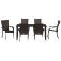 Conjunto de Comedor de Jardín 7 pcs Marrón Poliratán