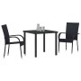 Conjunto de Comedor de Jardín 3 pcs Negro Poliratán
