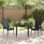 Conjunto de Comedor de Jardín 3 pcs Negro Poliratán