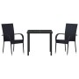Conjunto de Comedor de Jardín 3 pcs Negro Poliratán