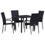 Conjunto de Comedor de Jardín 5 pcs Negro Poliratán