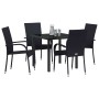Conjunto de Comedor de Jardín 5 pcs Negro Poliratán
