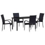 Conjunto de Comedor de Jardín 5 pcs Negro Poliratán