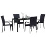 Conjunto de Comedor de Jardín 5 pcs Negro Poliratán