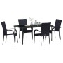 Conjunto de Comedor de Jardín 5 pcs Negro Poliratán