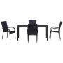 Conjunto de Comedor de Jardín 5 pcs Negro Poliratán