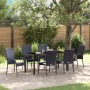 Conjunto de Comedor de Jardín 7 pcs Negro Poliratán