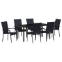 Conjunto de Comedor de Jardín 7 pcs Negro Poliratán